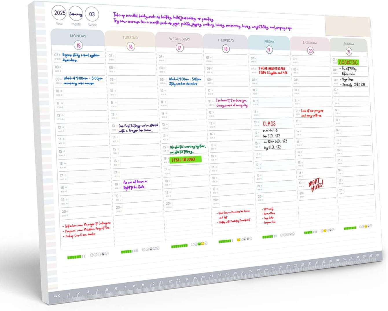 Weekly Planner Pad – to Do List Notepad Organiser – Day Planner with Sticky Notes, Desk Planner for Meal, Menu, Appointments, Schedule, Productivity and Habit Tracker – 40 Thick Sheets, 30x40cm