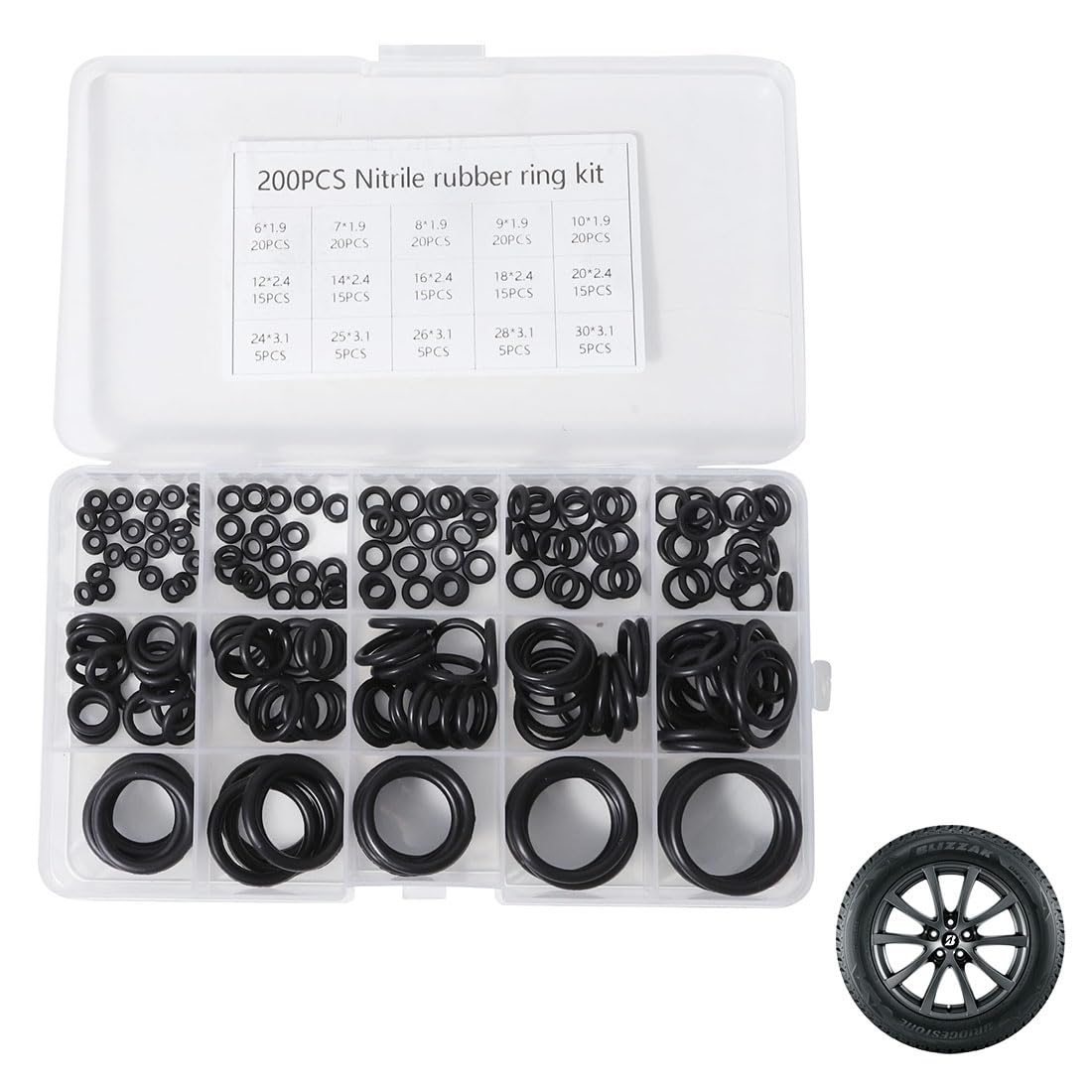 200 PCS Rubber O-Rings Gasket Kit, Sealing Gasket Washers for Plumbing, 15 Sizes, Assorted Black Round Nitrile Washers O Rings for Kitchen Tap Mixer Taps