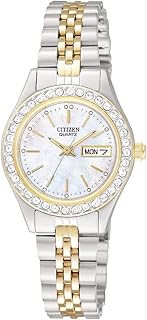 Citizen Ladies' Dress Quartz Stainless Steel Bracelet with Crystals and Day Date