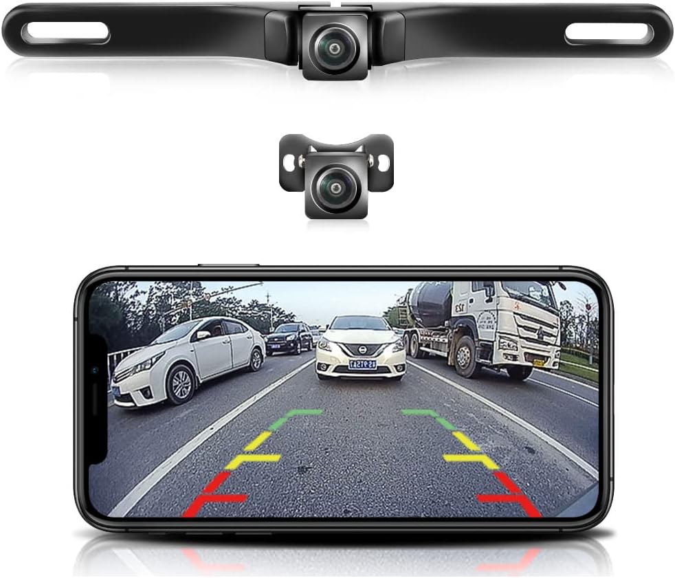 WiFi Car Wireless Backup Camera, GreenYi 5G 720P HD Car License Plate Rear/Front View Reverse Camera for iPhone iPad Android Smart Phones Tablets Which Support Double Band WiFi