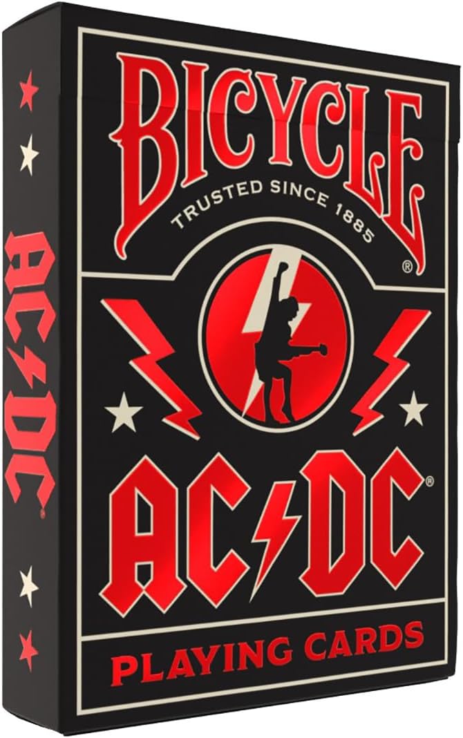 Bicycle ACDC Playing Cards, Features Iconic ACDC Song Titles and Band Designs, Red and Black, 1 Deck