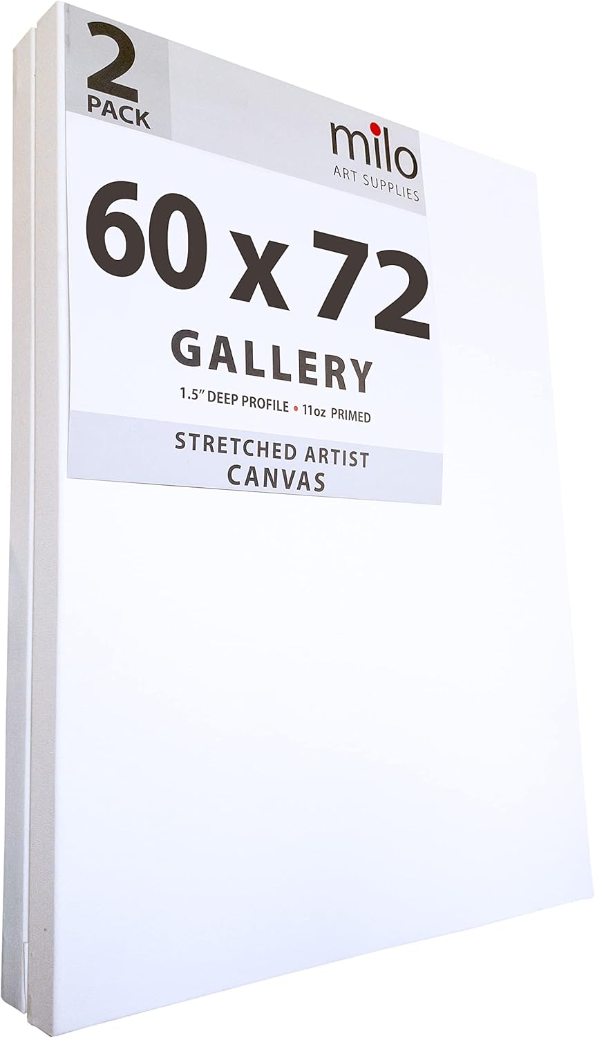 milo Stretched Artist Canvas | 60 x72 inches | 2 Pack | 1.5” inch Thick Gallery Profile | 15 oz Primed Large Canvases for Painting, Ready to Paint Art Supplies for Acrylic, Oil