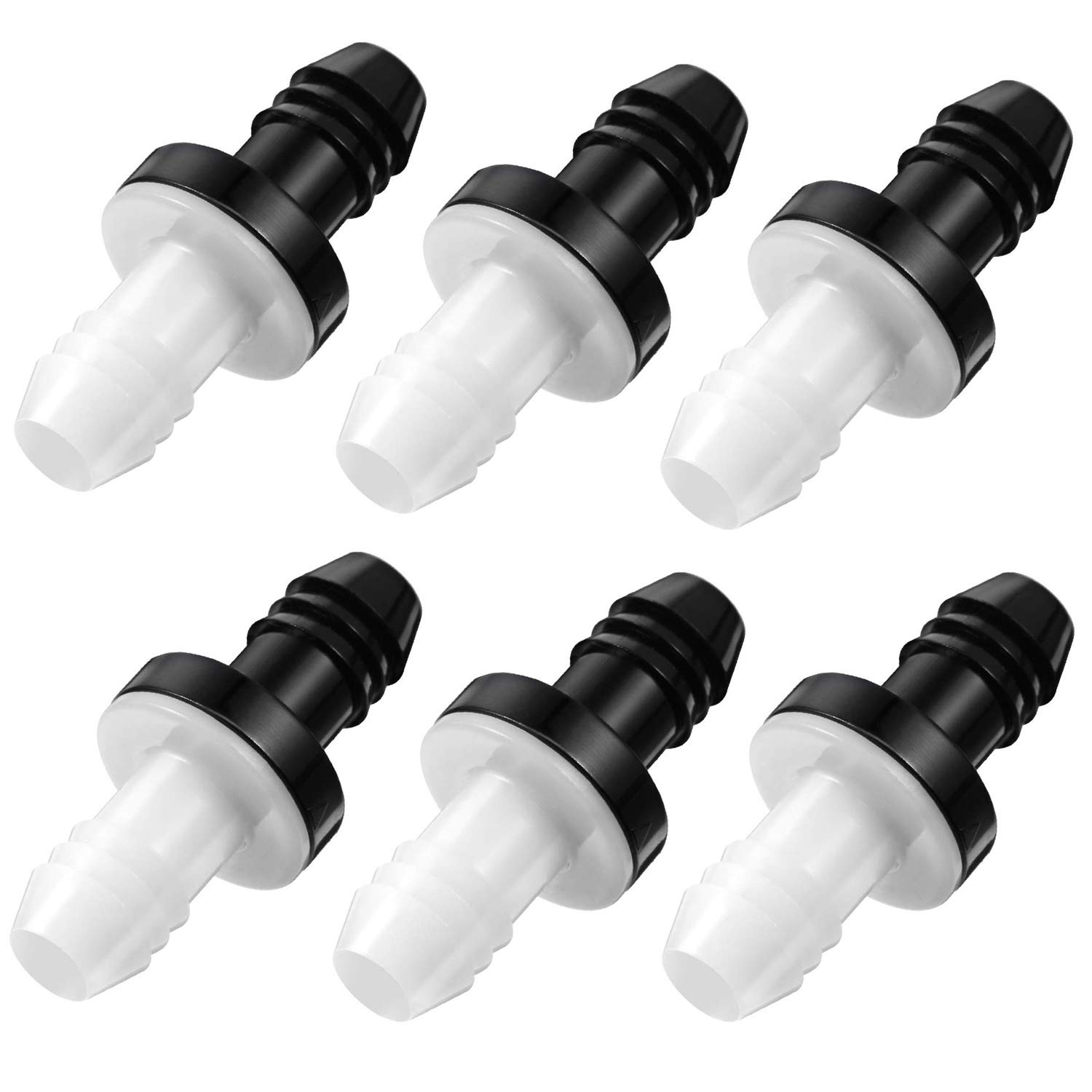 6 Pack Check Valve 3/8 Inch Bulk ABS One Way Inline Vacuum Check Valve 10mm | Fuel Oil Water Gas Flow, Condensate Pump Compatible, Vacuum Check Valve, Plug-in Fit, 6 Pieces