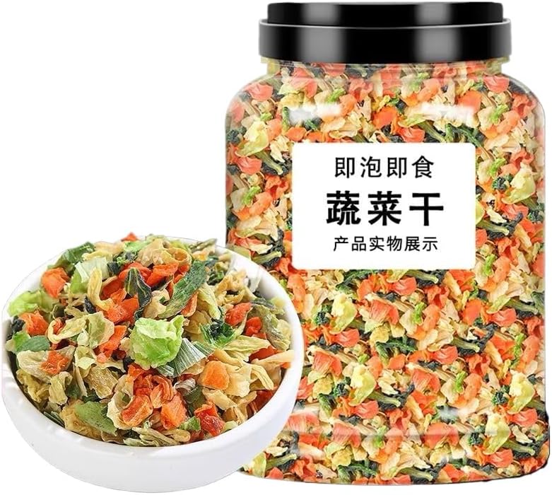Various Freeze-Dried Vegetables, Ready to Eat Dried Vegetables and Fruits, 285g/Can, Ingredients for Home Kitchen Soup and Cooking, Tofu Skin, Carrots, Cabbage, Scallions, Vegan (1 Can)