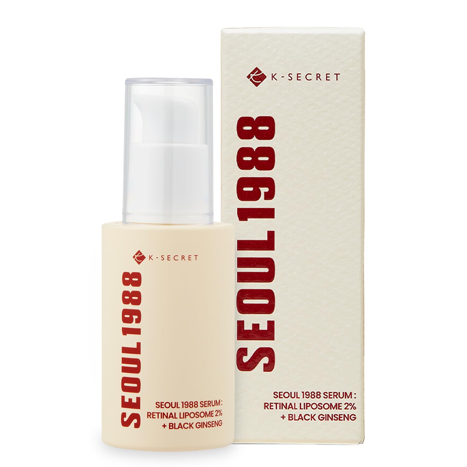 K-SECRET SEOUL 1988 Retinal Serum: Retinol Serum for Face Anti Aging Wrinkle Care - 2% Retinal Liposome Black Ginseng Niacinamide Bakuchiol Vitamin C & 3 Peptides - Korean Skincare Fragrance Free 30mL