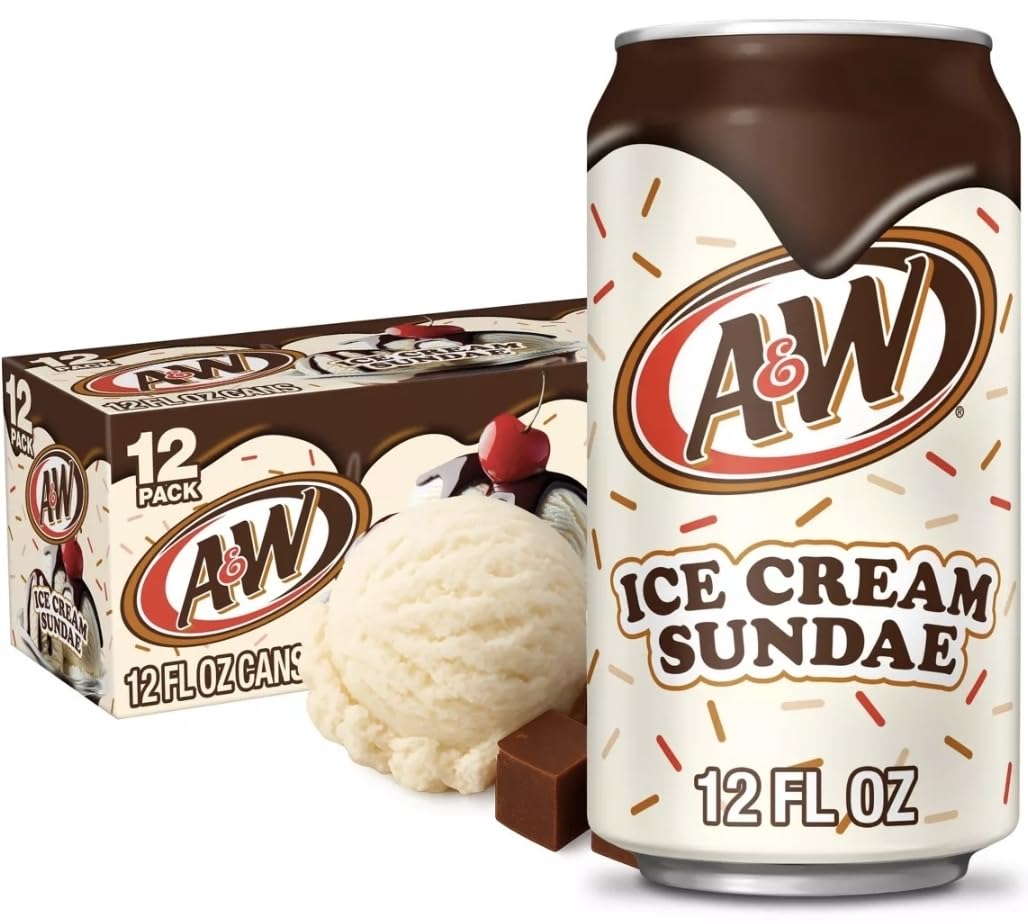 A&W Ice Cream Sundae Soda, 12 Fl Oz Cans (12 Pack, Regular)