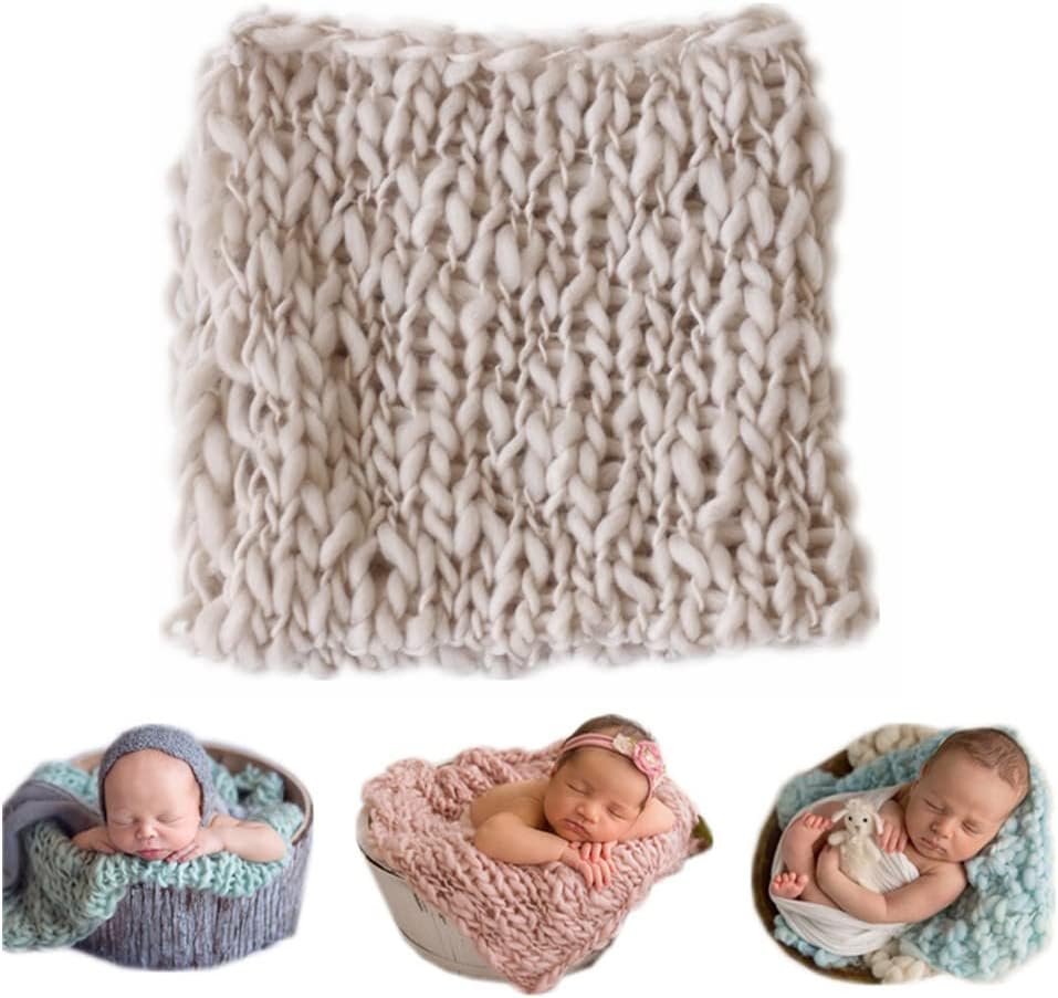 Coberllus Newborn Baby Photography Props Blanket Handmade Knitted Twist Wrap Posing Aid Backdrops for Boy Girls Photography Shoot