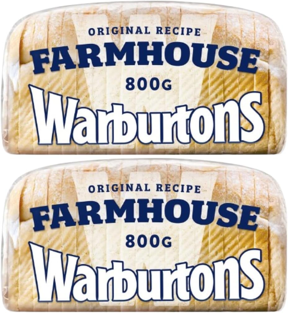 Loaf Thick Farmhouse Sliced White Bread Warburton 2x800g (2x800g)