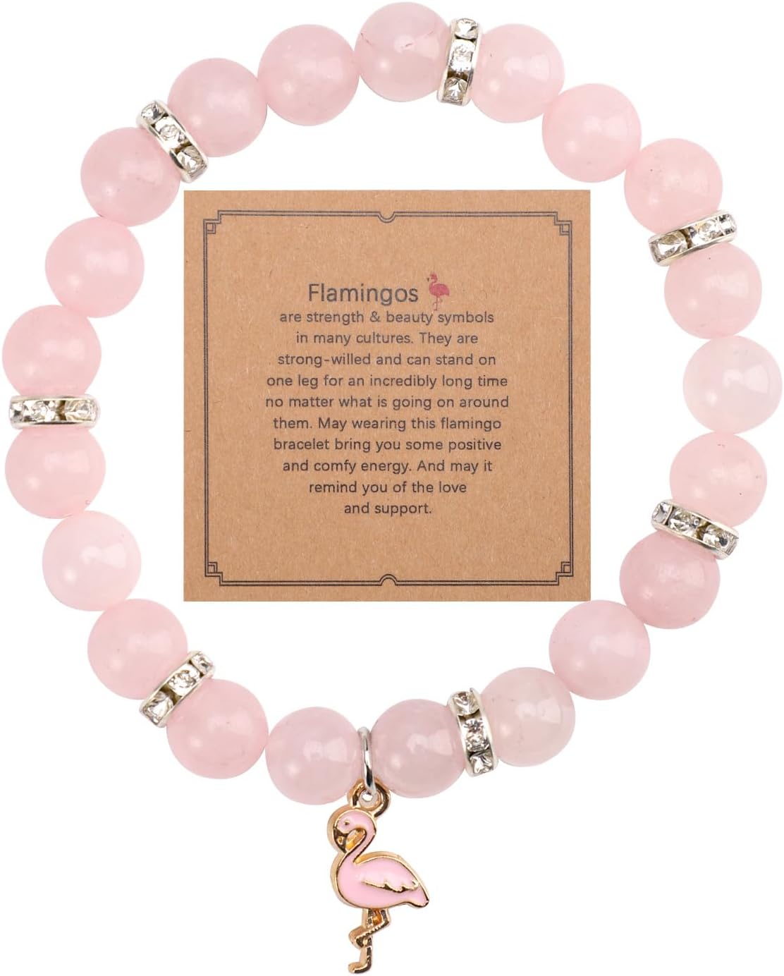 Mikovivi Flamingo Bracelet, Stone Beaded Bracelets with Flamingo Pendants Trendy Flamingo Jewelry Bracelet Gemstone Bracelet Jewelry Gift for Woman