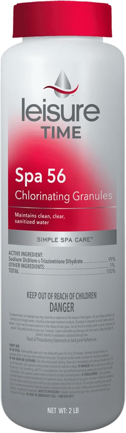 Leisure Time 22337A Spa 56 Chlorinating Granules, Bucket for Crystal Clear Water Maintenance, 2lbs