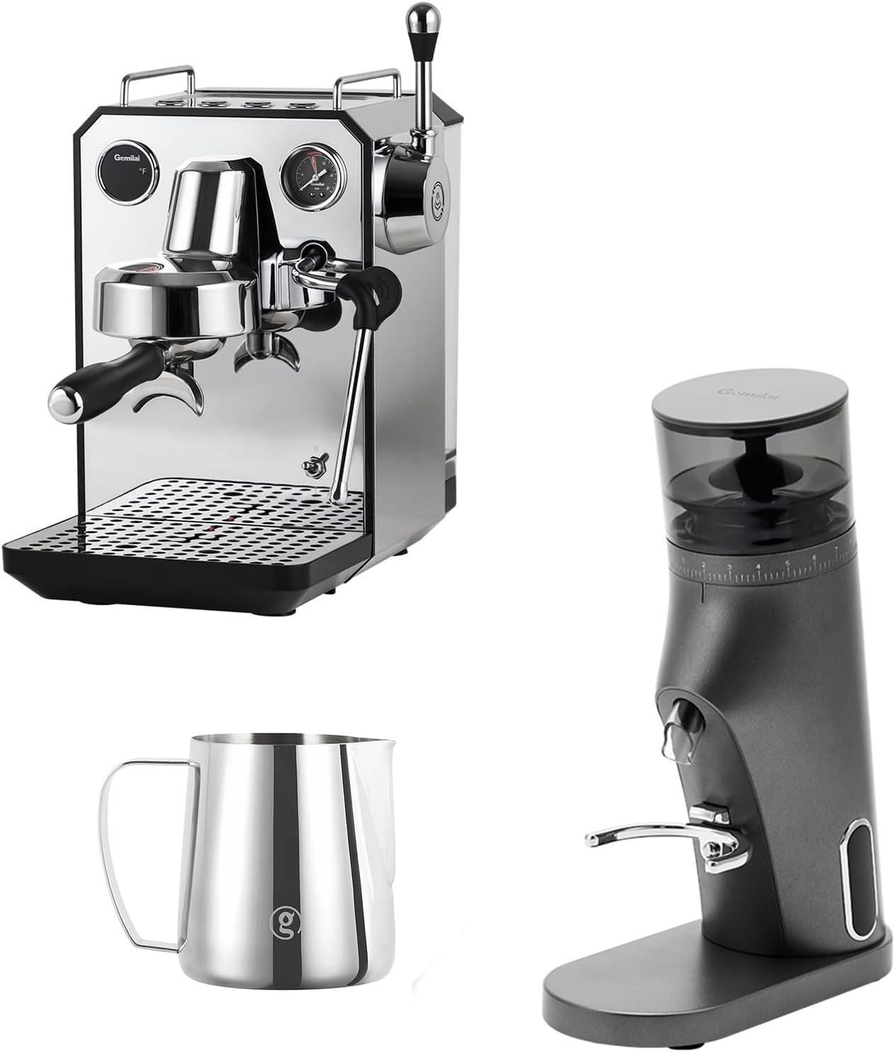 Gemilai Espresso Machine & Coffee Grinder& Milk Frothing Pitcher for Cappuccino, Latte