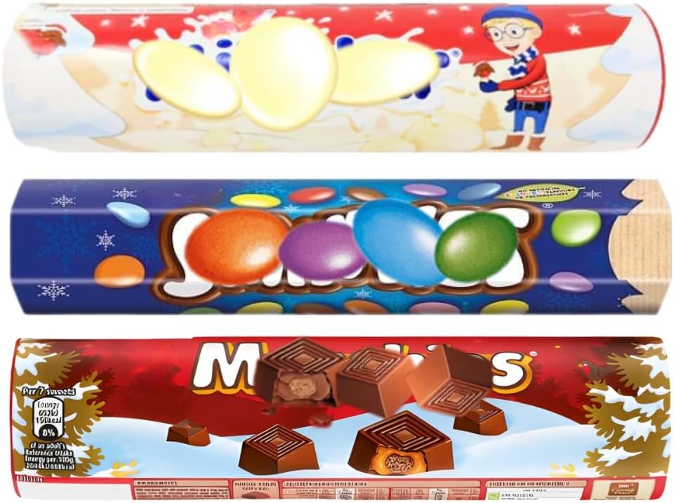 Giant Tube Selection Bundle – Milk Chocolate 120g | White Chocolate Buttons 90g | Milk Chocolate & Caramel 110g (Pack of 3)