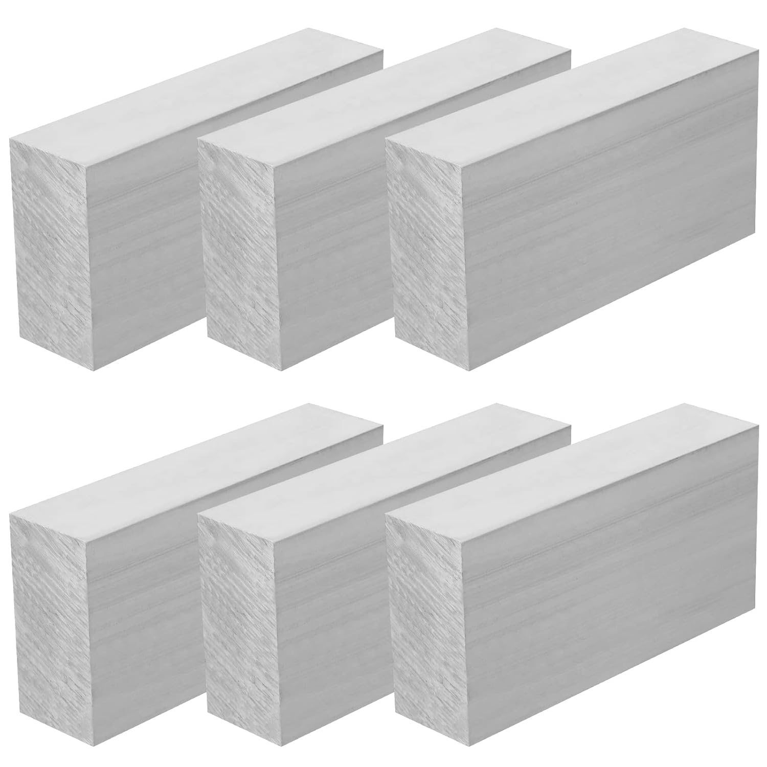 KEILEOHO 6 PCS 4 x 2 x 1 Inches Square Aluminum Flat Bars, 6061 General Purpose Plate, T6511 Solid New Mill Stock