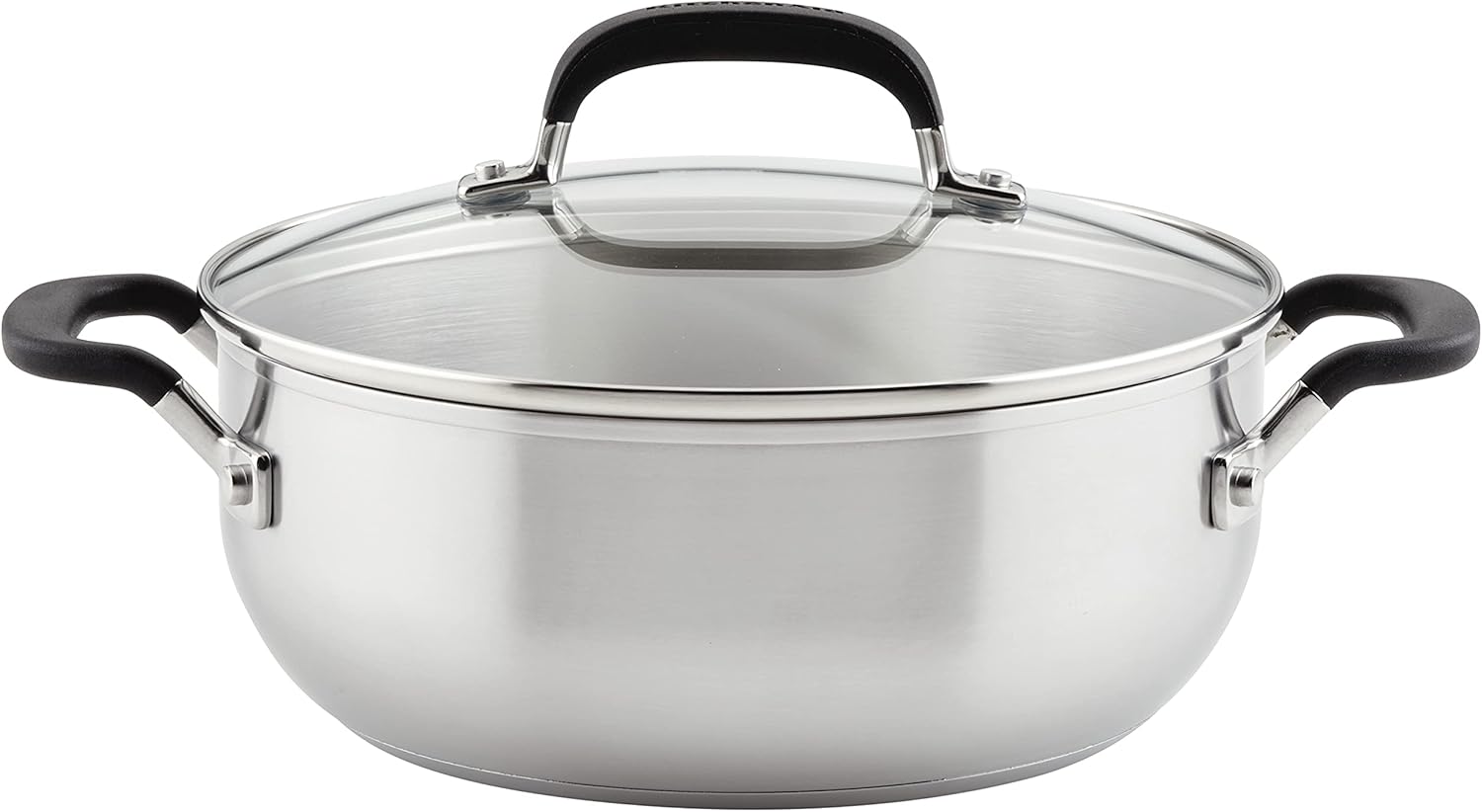 KitchenAid Stainless Steel Casserole with Lid, 4 Quart, Brushed Stainless Steel