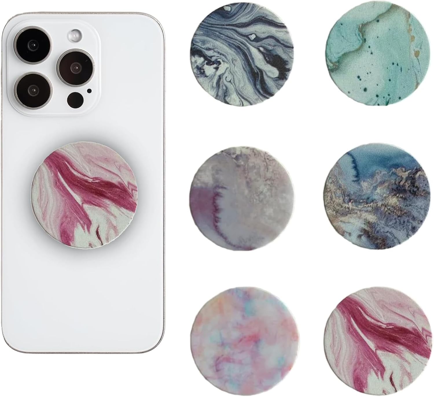 6 Pack Phone Grip Holder with Stand,Finger Grip with Kickstand - Compatible with Smartphones, Mobiles & Cases