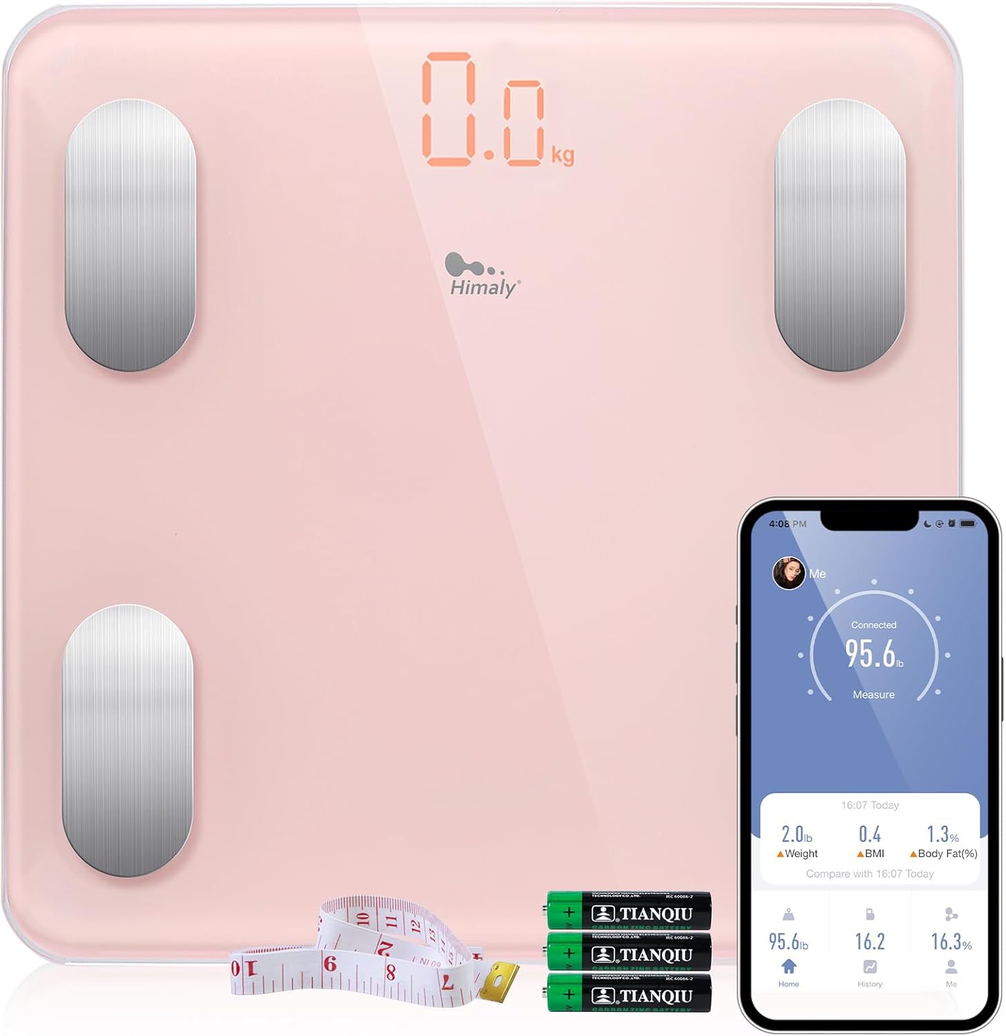 Smart Body Fat Scales, himaly Digital Weight Bathroom Scales Bluetooth Weighing Scale for Body Weight, Analyzer Smart App Body Composition with BMI, Muscle Mass Track for Fitness, Weight Loss