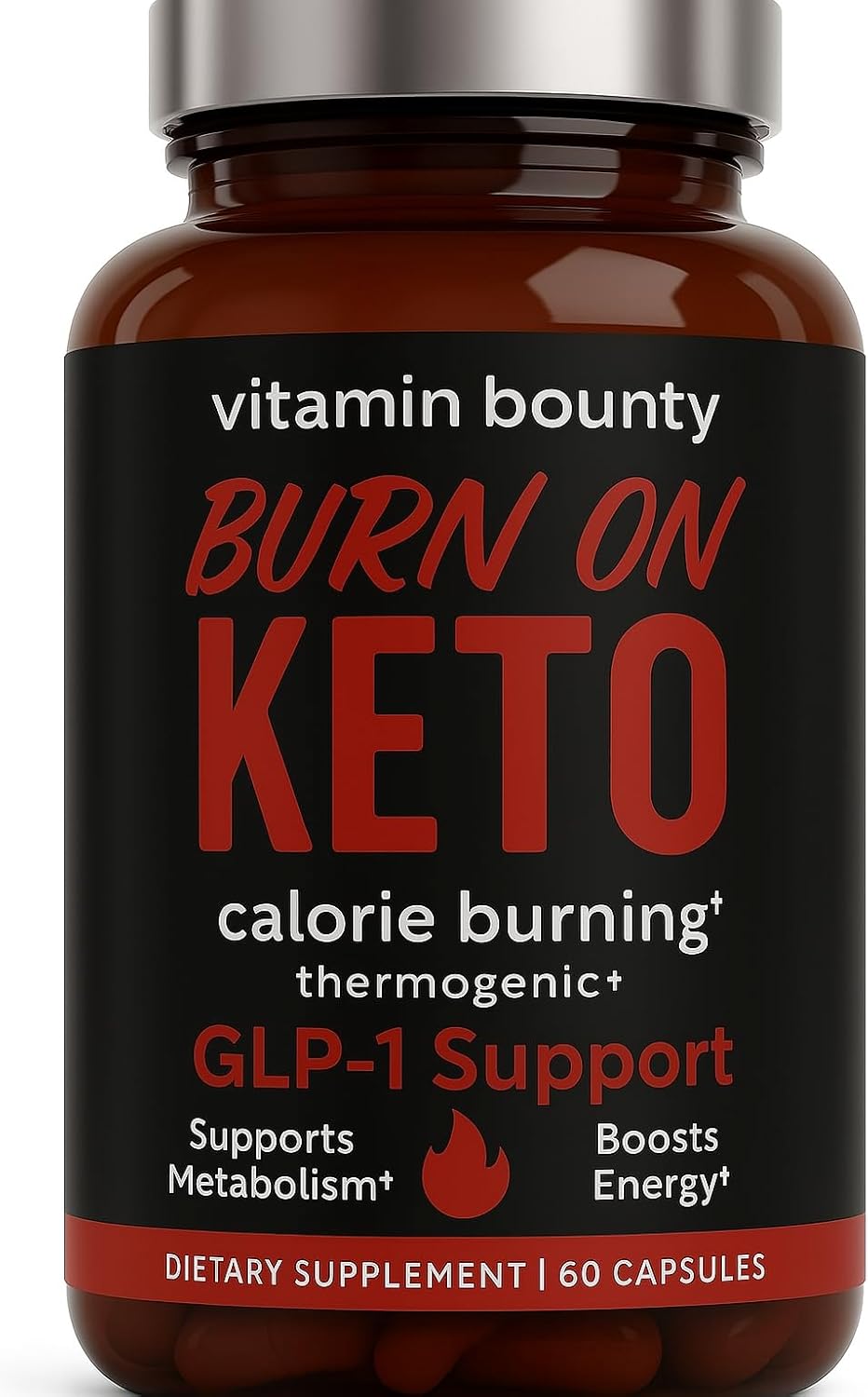 Vitamin Bounty Burn On Thermogenic Keto Fat Burner for Men & Women - Weight Loss Supplement with Raspberry Ketones - Metabolism Booster, Energy Pills, Appetite Suppressant - 60 Capsules