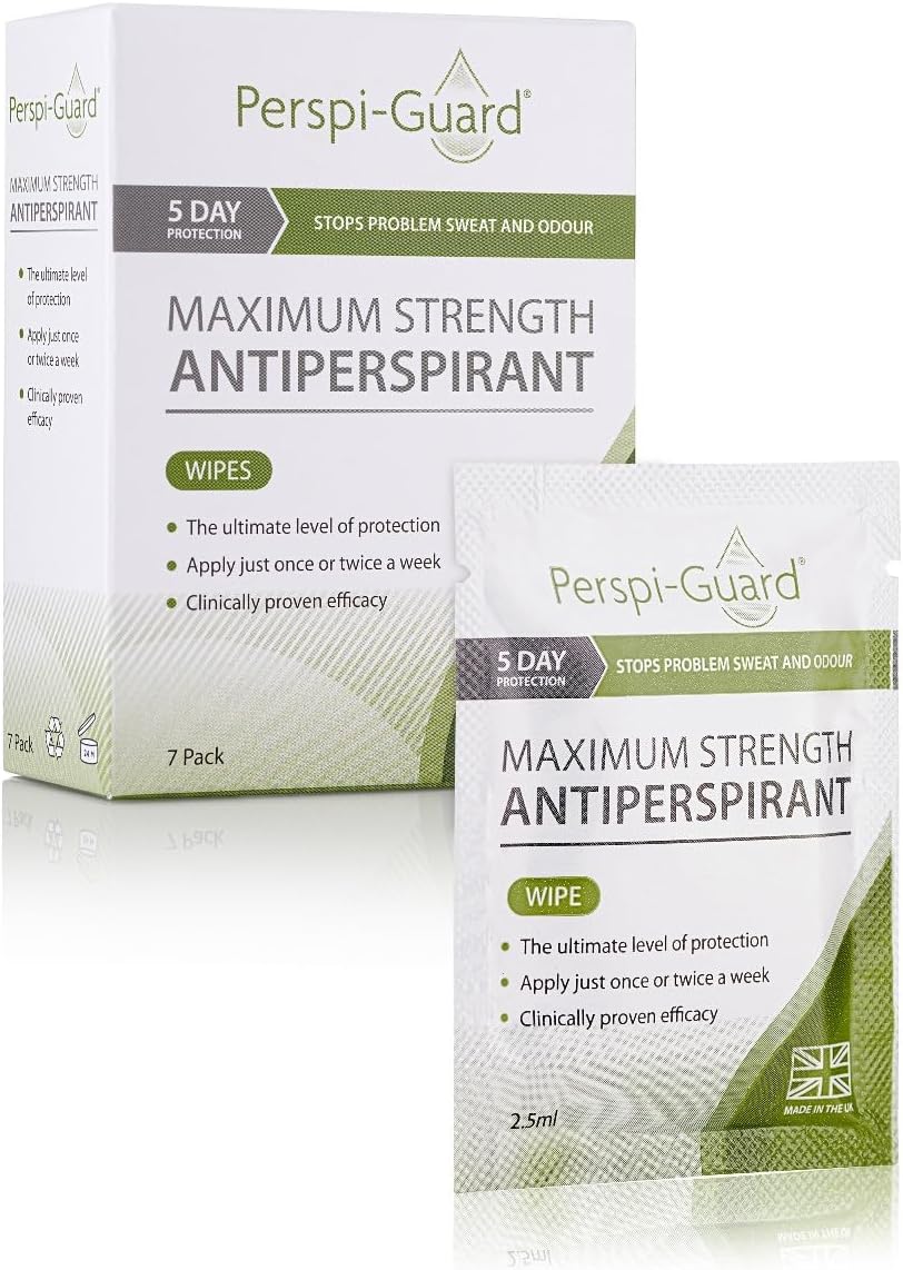 Perspi-Guard Max Strength Antiperspirant Body Wipes for Adults, 7 Individual Travel Wipes for Women & Men, Travel Essentials, 1-Pack