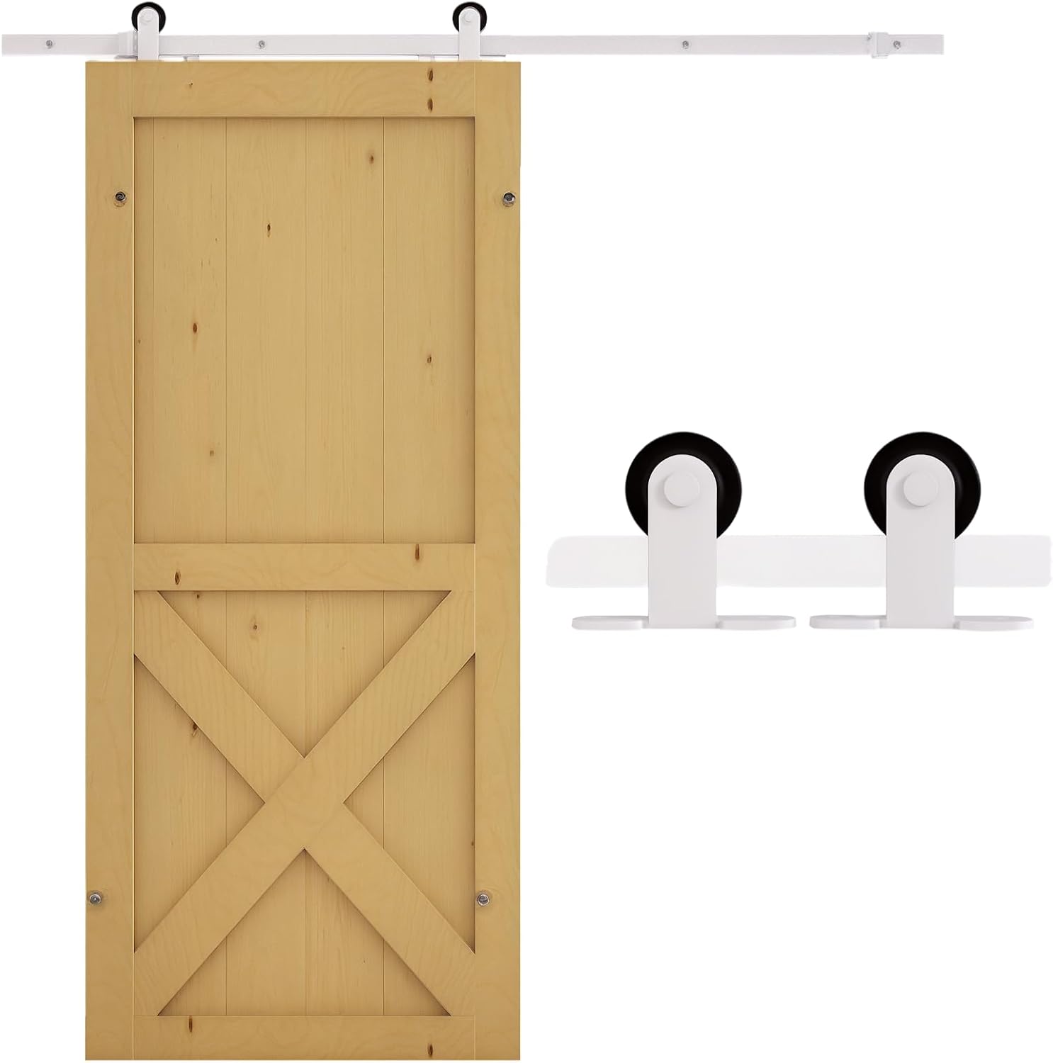 HOMCOM 6FT Rustic Interior Sliding Barn Door Mounting Hardware Kit - White