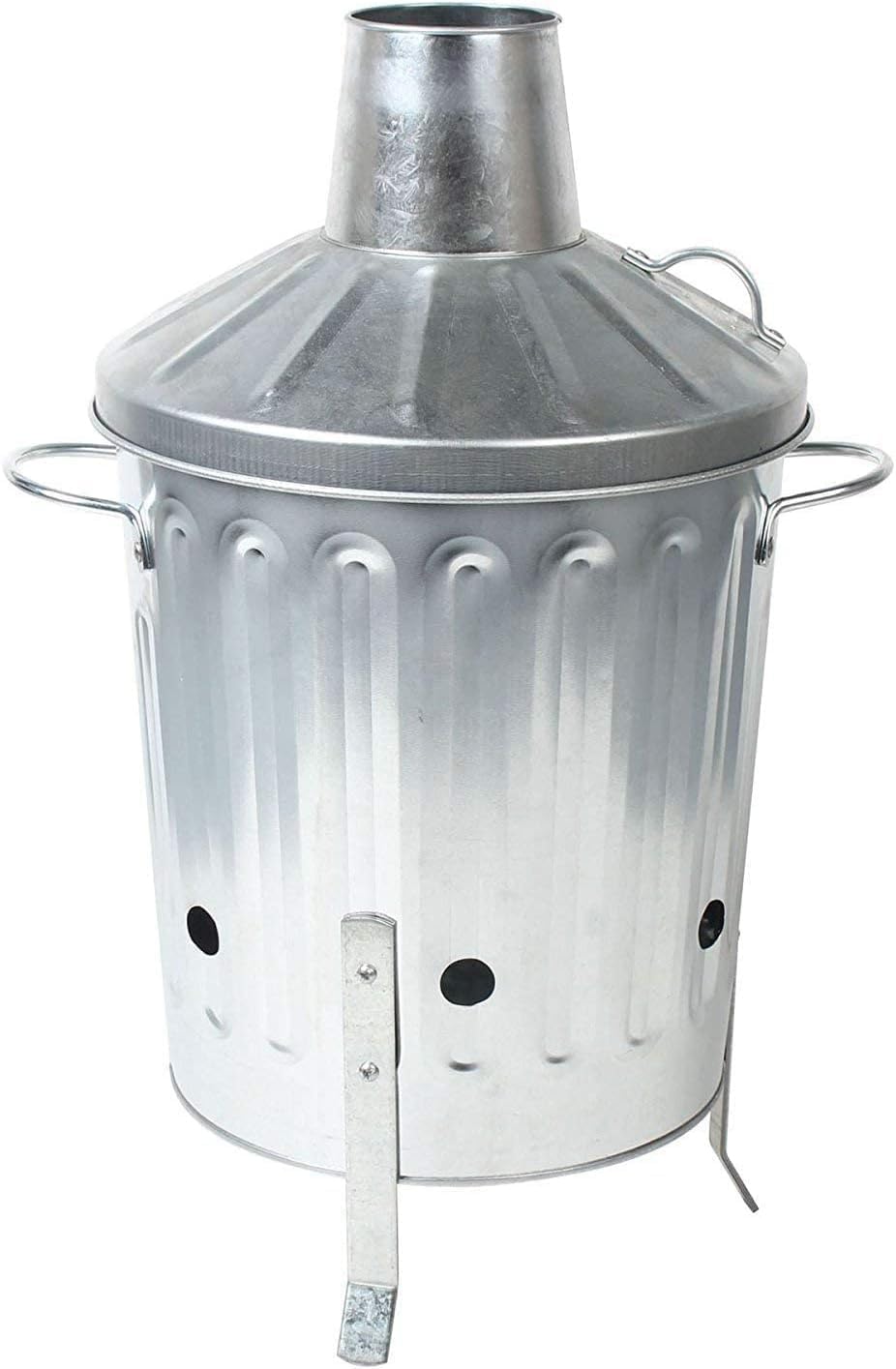Unibos 15L Mini Garden Incinerator Small fire Bin Galvanised 15 Litre Burning Wood Galvanised Metal Incinerator Fire Burning Bin with Lid