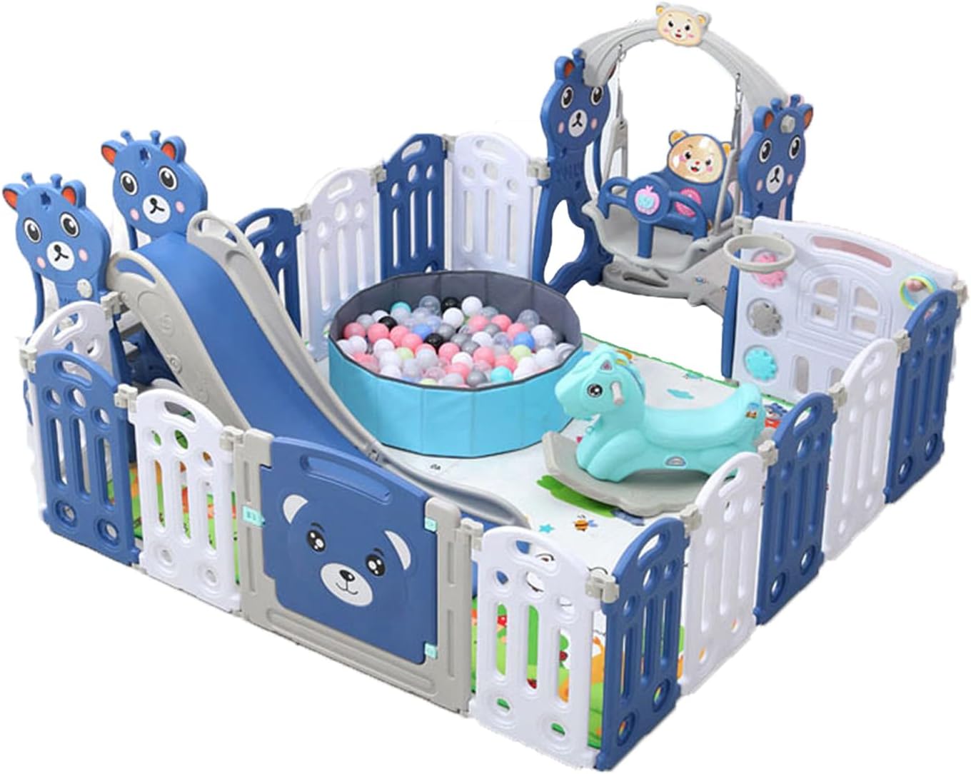 Baby Playpen Infant Activity Play Yard Children's Playpen Foldable Toddler Fence Indoor and Outdoor Baby Large Activity Center Playground Park for Kid with Anti-Collision Foam (B 16+2)