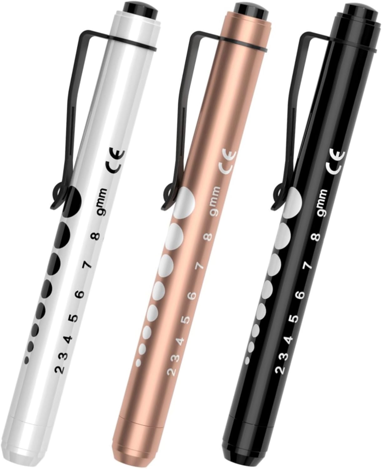 RISEMART 3packs Pen Lights for Nurses, Pen Light Medical, Penlights for Nurses with Pupil Gauge and Ruler, White Light LED Penlight for Nursing School Student Doctor EMT EMS CNA