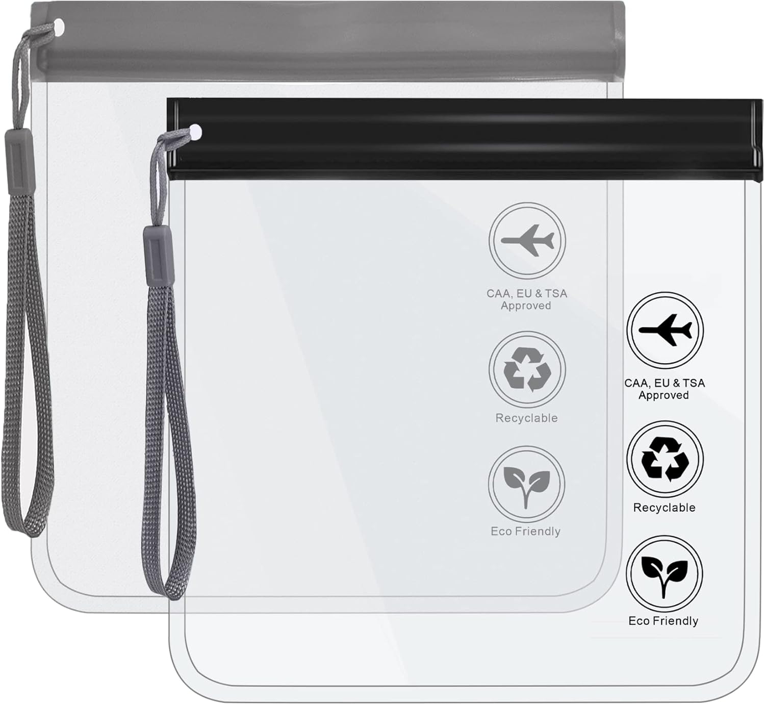 Caija-H Clear Travel Toiletry Bag - Airport Security Liquids Bags, Airport Liquid Bag 20 x 20cm TSA Approved, Travel Accessories/Holiday Essentials Makeup Bags/HangLuggage for Men Women