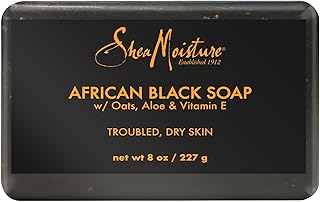 SheaMoisture Bar Soap African Black Soap for Troubled Skin Cleanser with Shea Butter 8 oz