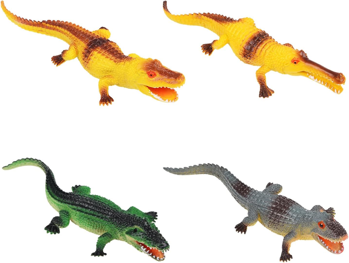 MFUOE 4 Pieces Crocodile Figurine Toy Plastic Crocodile Figurines Simulation Realistic Crocodile Toy for Kids Education and Micro-landscape Pool Decoration