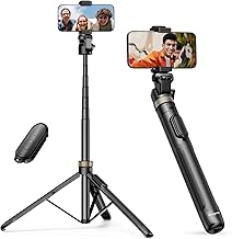Sensyne 72"" Phone Tripod, Extendable Tripod for iPhone & Selfie Stick with Detachable Phone Holder & Wireless Remote, iPhone Tripod Compatible with All Cell Phones, Camera, Black
