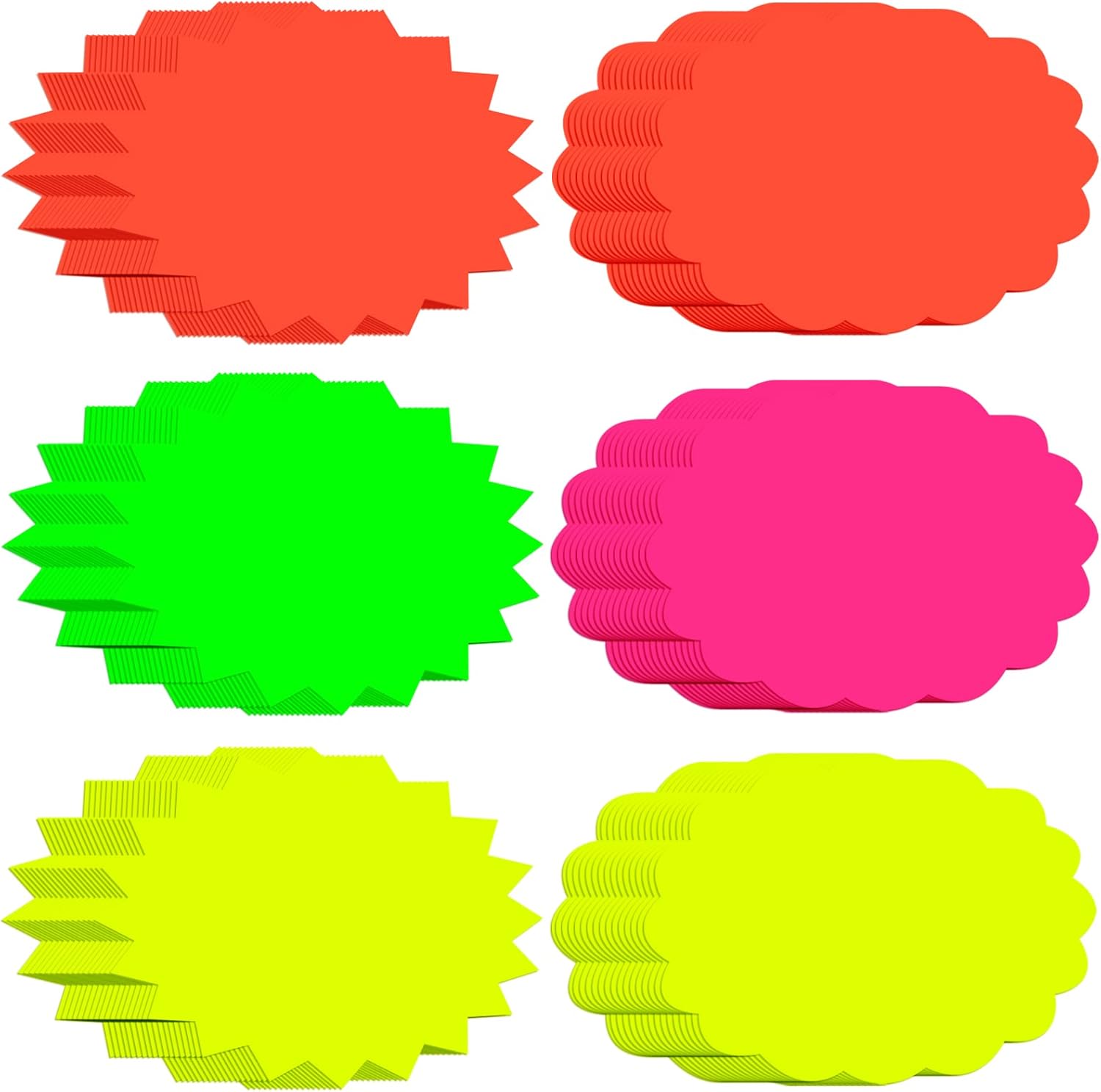 Mritrit 120 Pieces Blank Price Labels, Fluorescent Sale Signs, Price Tags Large, Burst Paper Signs, Starburst Sign Stickers Tags for Retail Display, Market, Store Grocery, Party Favors (6 Colors)