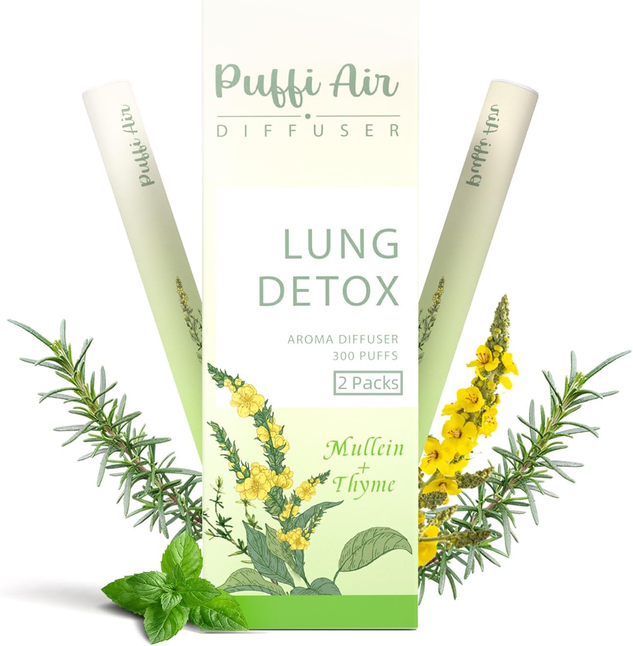 Puffiair diffuser pen Natural mullein lung detox Aromatherapy Inhaler | Aromatherapy Inhaler | Herbal Mullein Diffuser (Mullein)