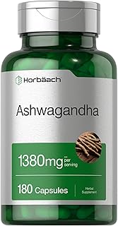 Horbaach Ashwagandha Root Extract Supplement 1380mg | 180 Capsules | Non-GMO, Gluten Free