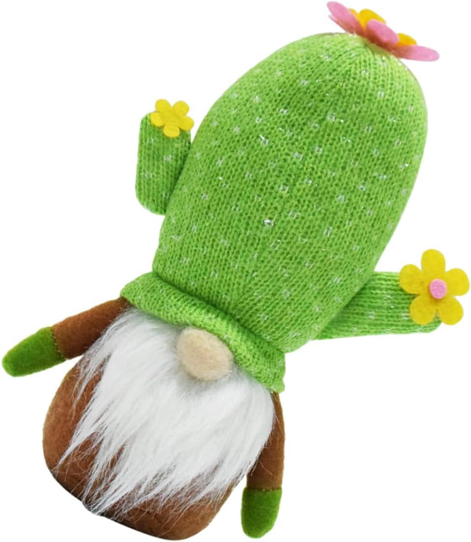 LABRIMP Cute Cactus Doll Figurine for Farmhouse Table Centerpiece Compact Plush Gnomes for Tiered Tray Desk Accessories Summer Decorations