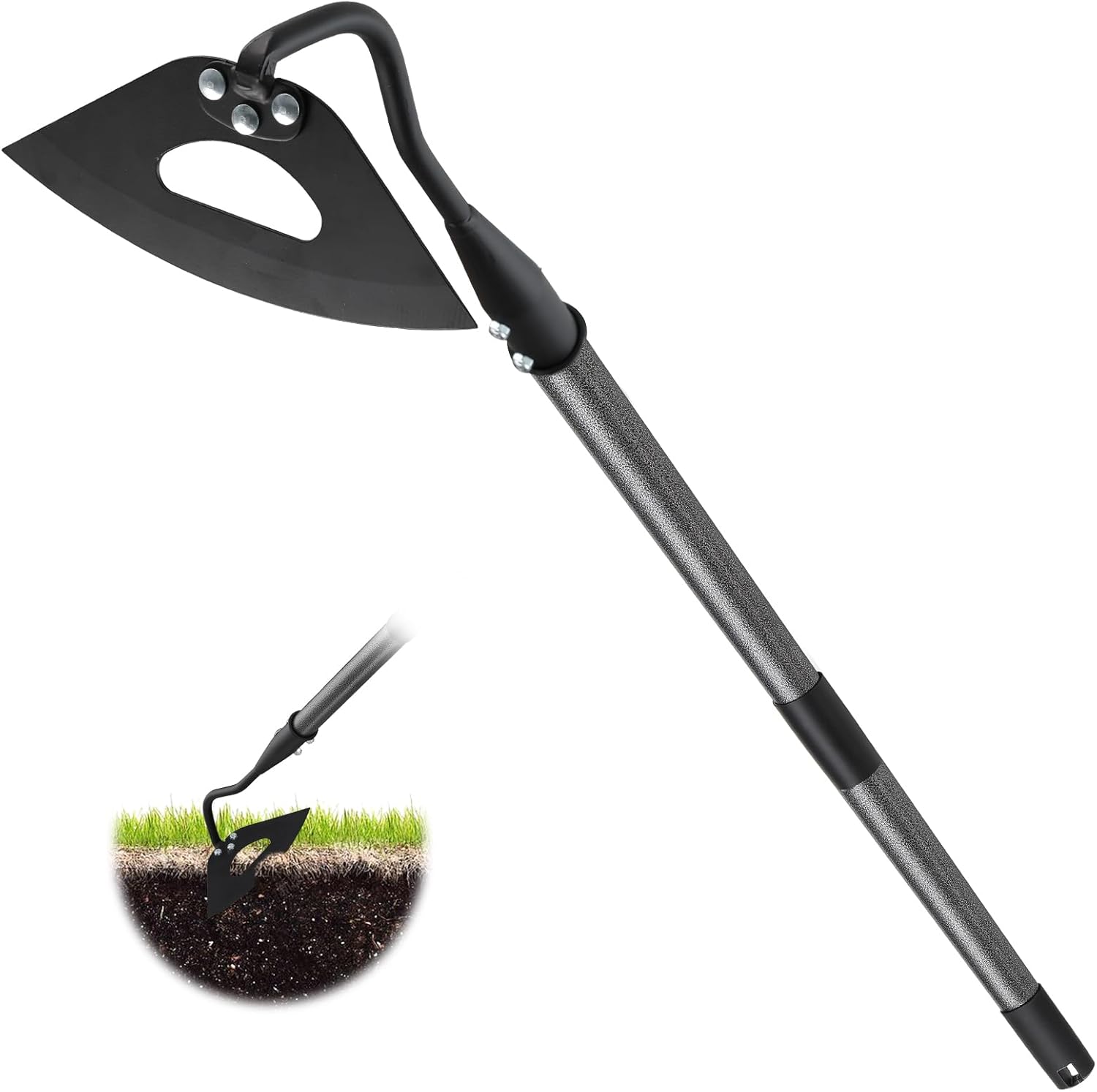 Garden Hoe for Weeding,Heavy Duty Weeding Hoe for Fast Weeds Grass Removal,Loosening Soil Digging Planting Ridging,55 Inch Long Handle,Hardened Hollow Eye Hoe Garden Tools for Garden Flower Beds