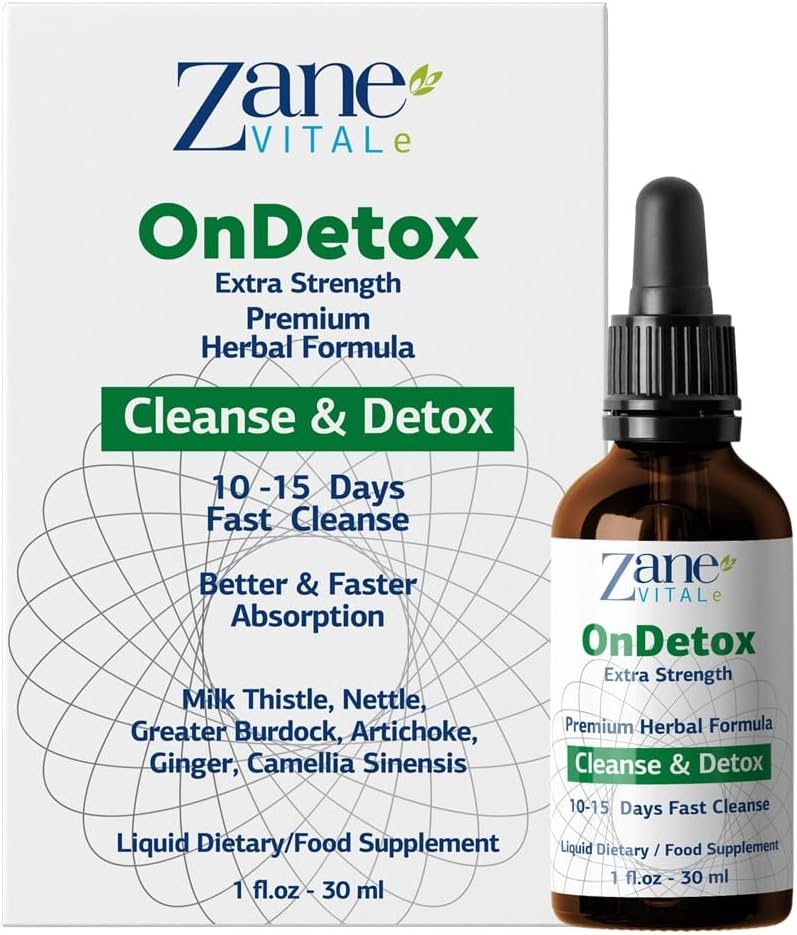 Zane OnDetox │10 – 15 Days Fast Liver Cleanse, Kidney Support | Detox & Repair Supplement with Milk Thistle, Nettle, Greater Burdock, Artichoke & More | Vegan | Non-GMO | Gluten-Free | 1 Fl Oz.- 30ml