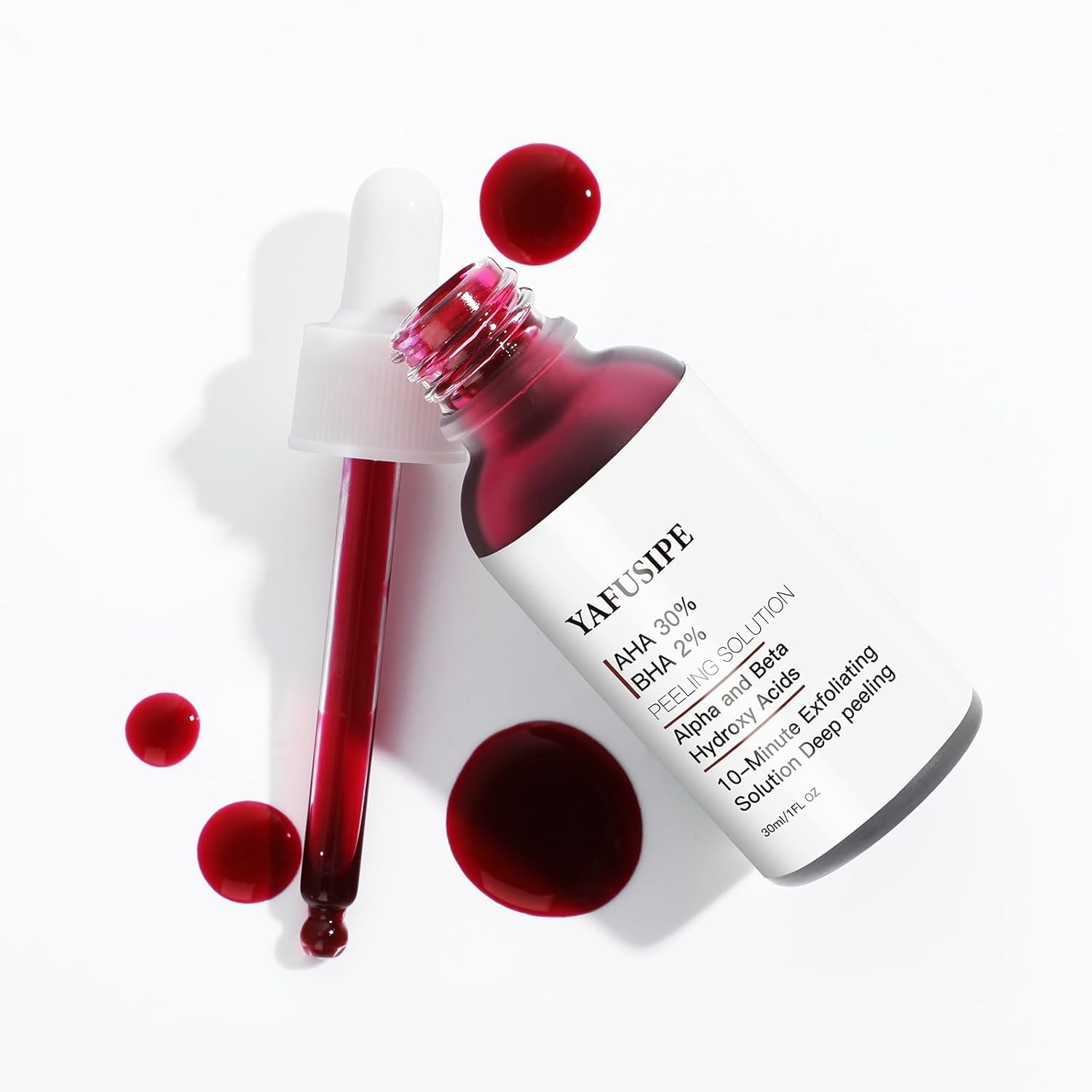 AHA 30% + BHA 2% Peeling Solution Exfoliating Chemical Skin Peel for Face at Home Facial Mask Red Peel BHA Liquid Exfoliant Acid Peels Salicylic Acid Exfoliators 1Floz