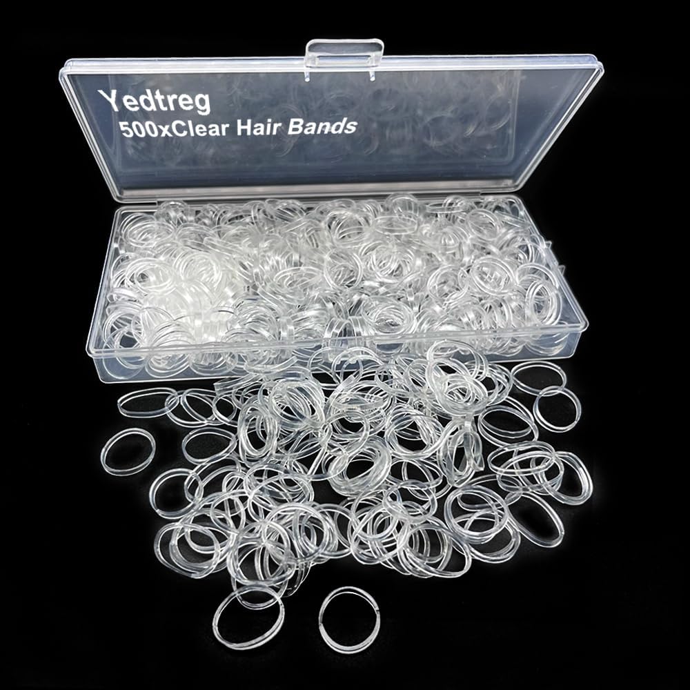 Clear Elastic Hair Bands, Yedtreg 500pcs Small Rubber Bands With Box, Soft Mini Elastics Ties for Women, Kids, Braids, Beard etc