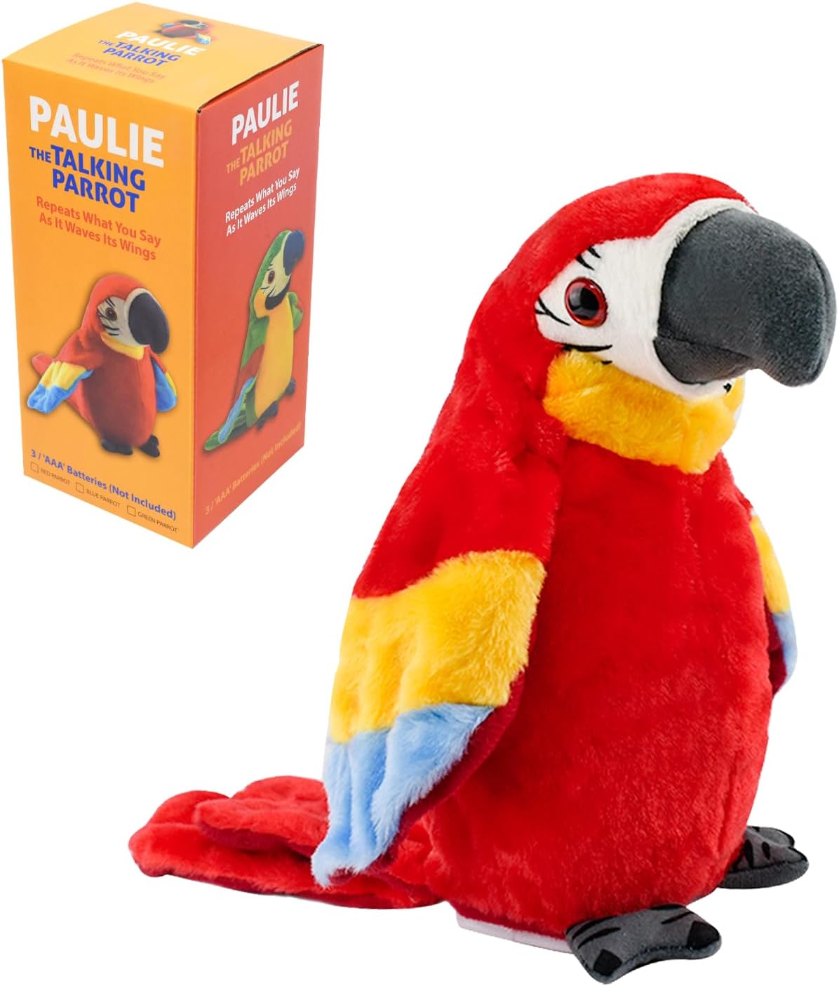 Surplex Sound Repeating Parrot Plush Plush Interactive Toy, Waving Wings Electronic Record Bird Stuffed Animal Sensory Educational Toy Cute talking parrot Birthday Xmas Gift for Kids ＆ Baby