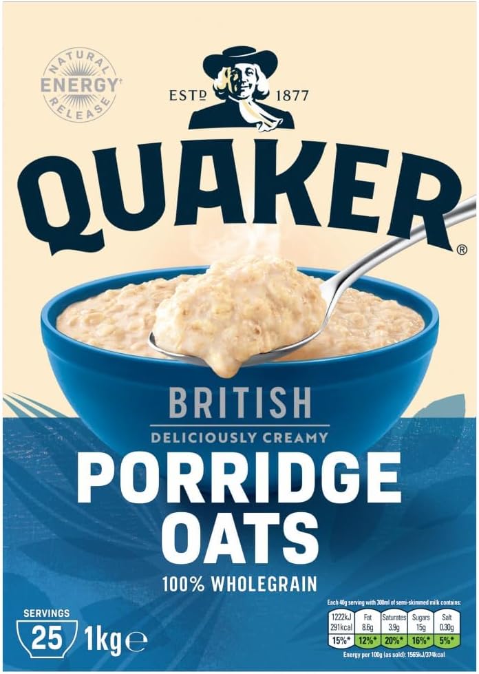 Quaker British Porridge Rolled Oats 1kg (Packing May Vary)