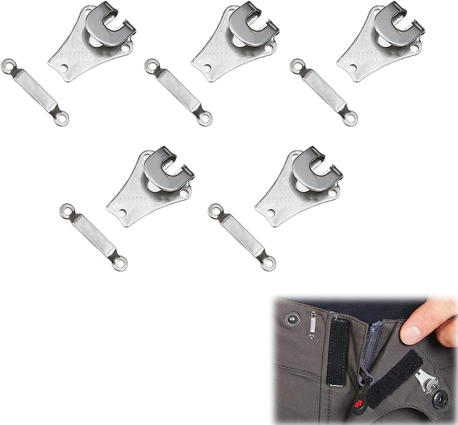 9mm Trouser Fasteners Hook and Bar, 5 Pack Silver Hook and Eye Fastenings, Sew On Eye Fastener Closures for Repairing Trousers, Sewing, Repairing Dress, Skirts, Fashion Clothing, Arts & Crafts Project