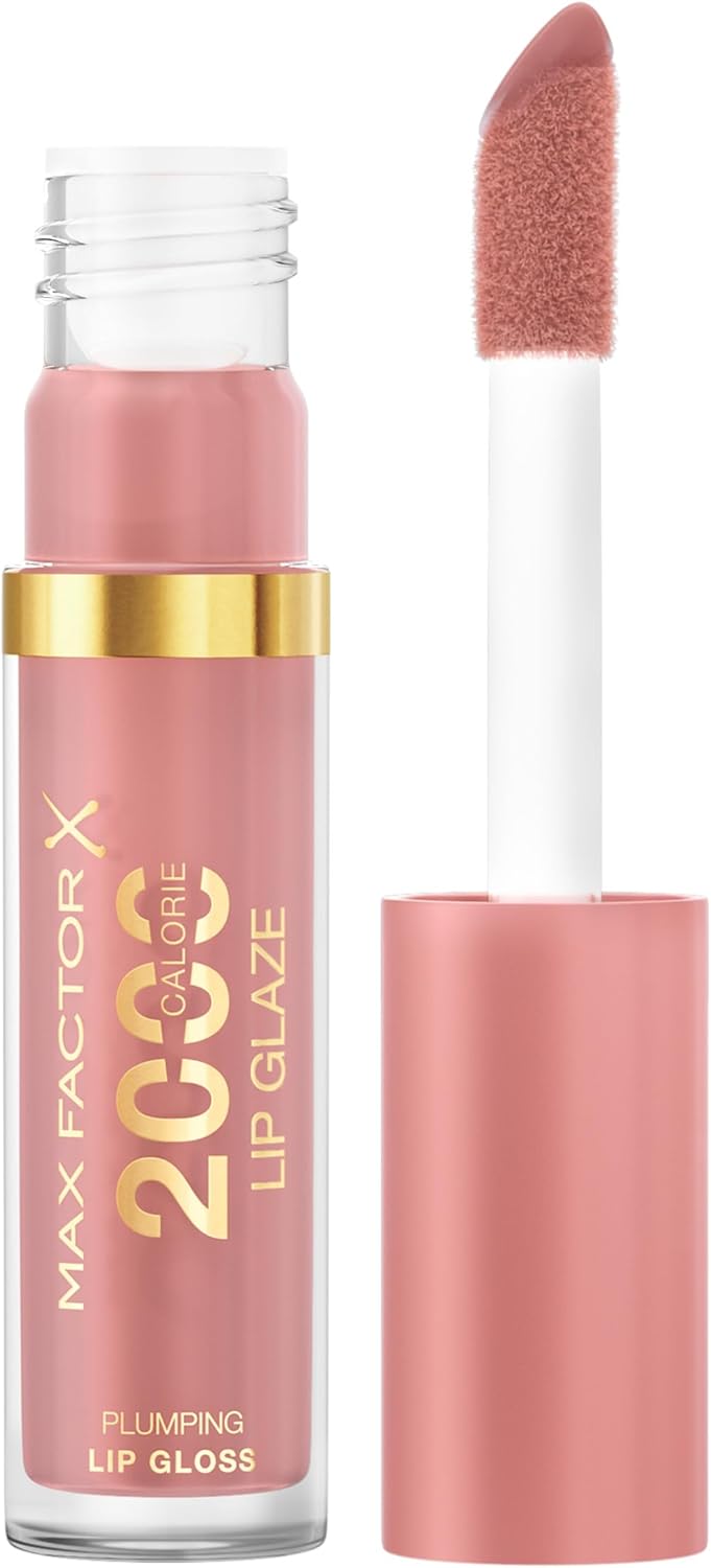 Max Factor 2000 Calorie Lip Glaze Floral Cream, Full Shine Lip Gloss, Nourishing with Hyaluronic Acid & Squalane, Instant Plump, Non-Sticky, Vanilla-Milk Scent, Fuller Looking Lips