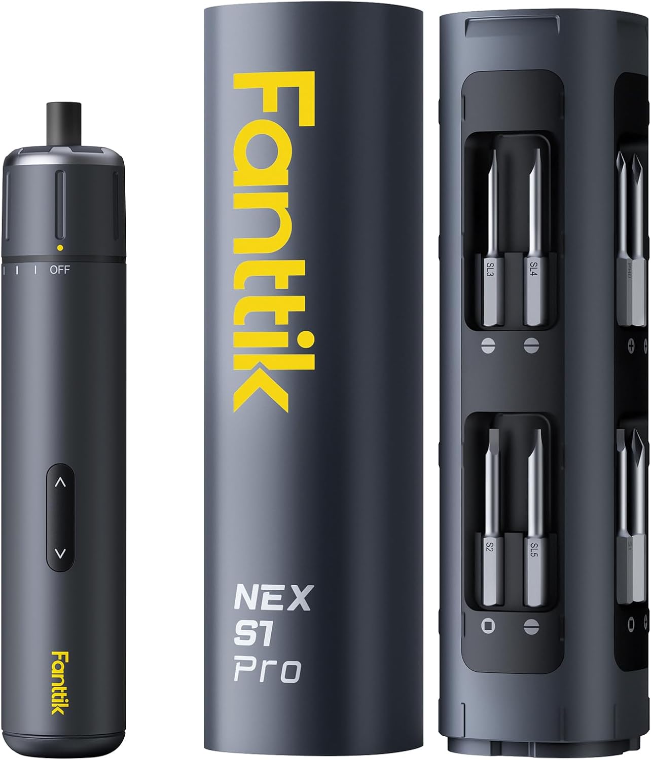 Fanttik S1 Pro 3.7V Electric Screwdriver, Power Screwdriver, 16 S2 Steel Bits, 3 Torque Settings, Max 6 N.m, 2000mAh Battery, LED Light, 1/4''Hex, Ideal Tool for Furniture, Gaming PC