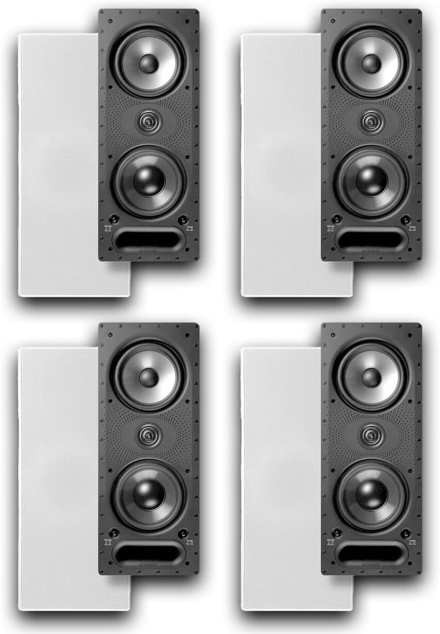 Polk Audio Vanishing Series 265-LS in-Wall 3-Way Loudspeakers | 4 Speakers | Rotating Cam System for Easy Installation | White Grilles