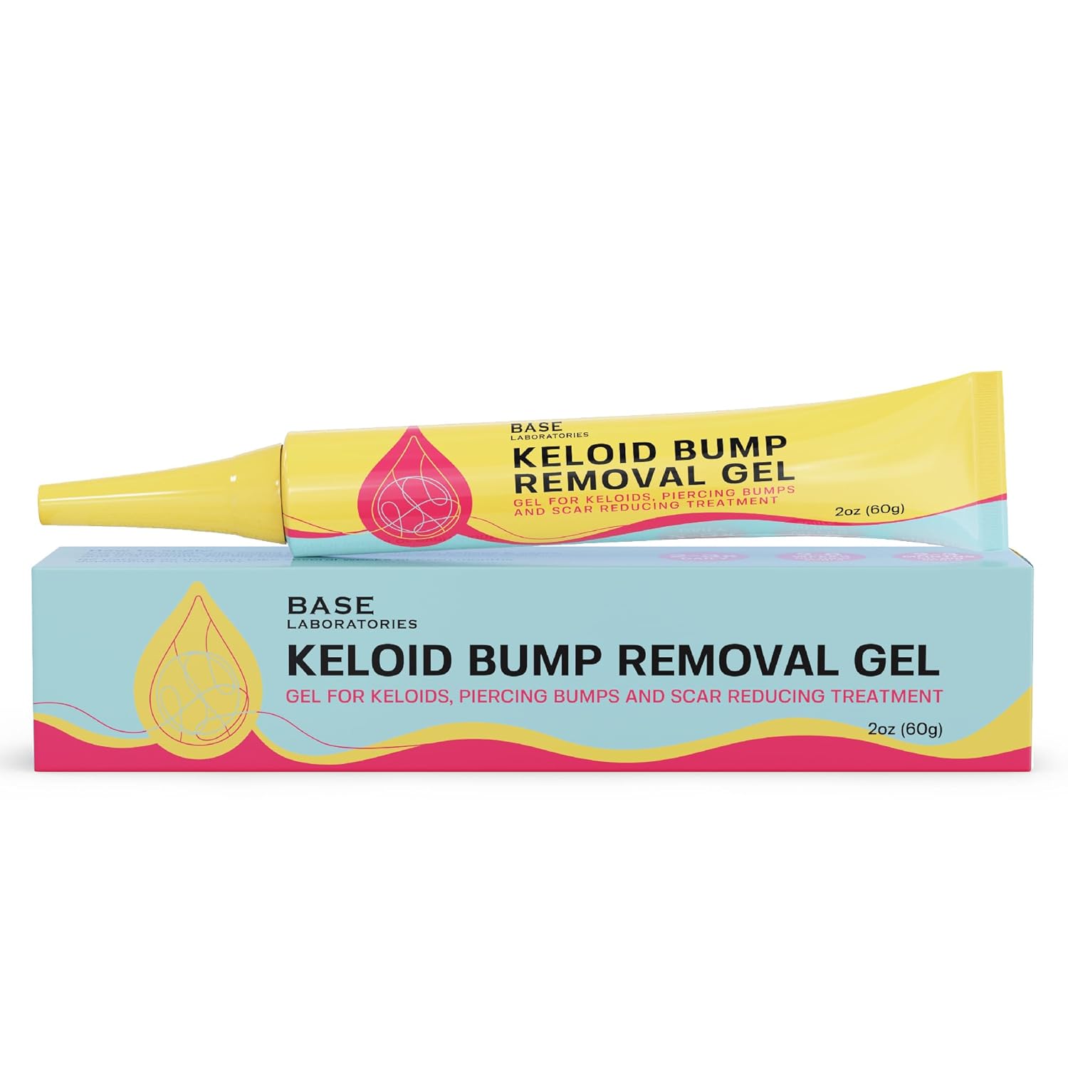 BASE LABORATORIES Keloid Bump Removal Gel | Natural Piercing Bump Treatment & Keloid Scar Gel | Keloid Scar Removal for all Scars, Keloids & Piercing Bumps | Soothing Piercing Aftercare | 2 oz