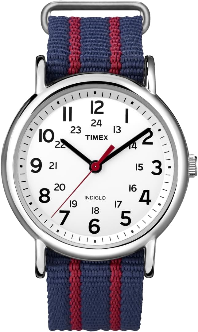 Weekender Timex Central Park Quartz Watch with Analogue Display and Nylon Strap - T2N747, Blue, T2N747PF