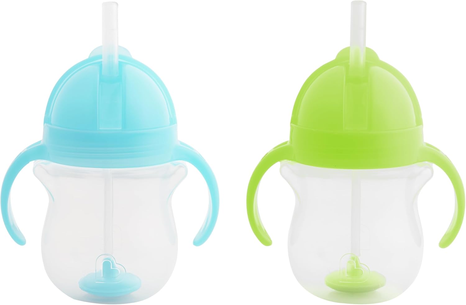 Munchkin Click Lock Tip & Sip Straw Cup Set | Baby & Toddler Sippy Cups with Straw| BPA Free Non Spill Cup| Dishwasher Safe Baby Straw Cup| Weighted Straw Childrens Cups| 7oz/207ml| 2 Pack| Green/Blue