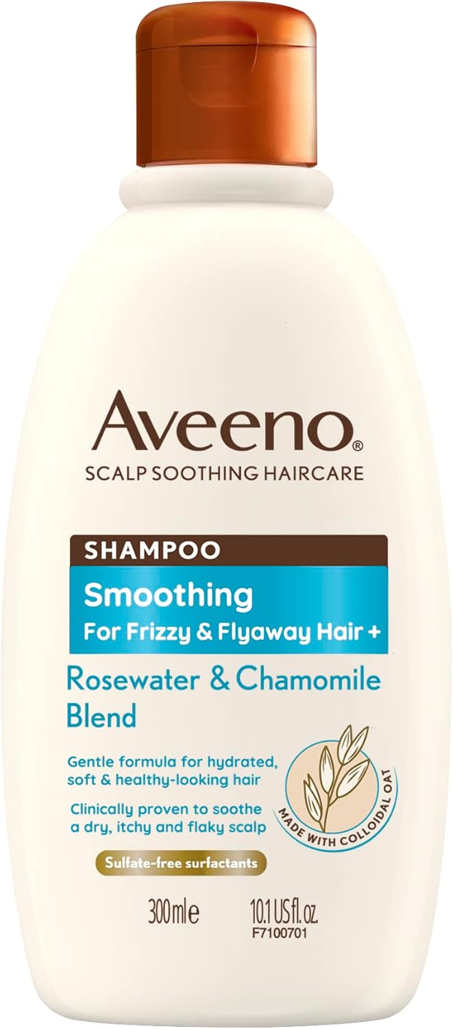 Aveeno Smoothing Rosewater and Chamomile Scalp Soothing Shampoo for Frizzy Hair 300ml