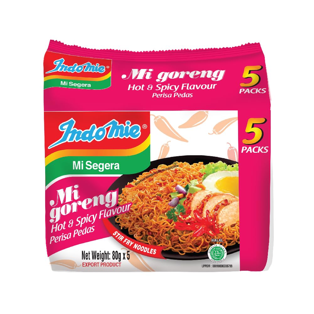 Indomie | Mi Goreng Instant Noodles, Halal Certified, Original Flavor, 3 Ounce (Pack of 5)