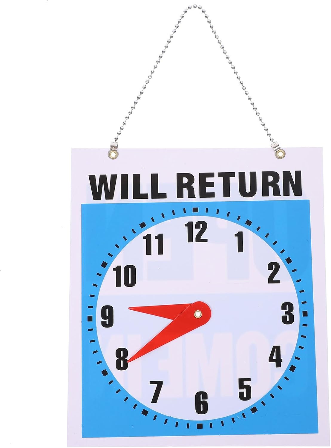 Garneck Will Return Clock Sign - Open and Closed Board for Shop - Store or Office Display Sign Clear Readable Hours Indicator for Business Use